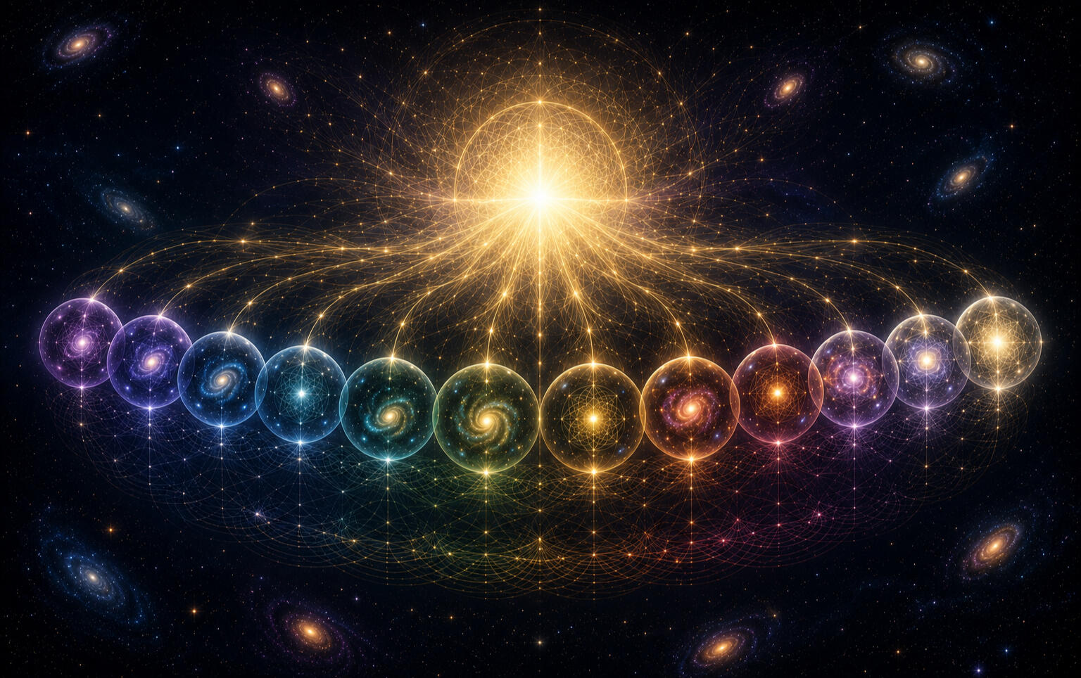 The multiverse. One Source, boundless. Many universes, each vibrating at its own harmonic octave; all interconnected, all expressions of the One.
