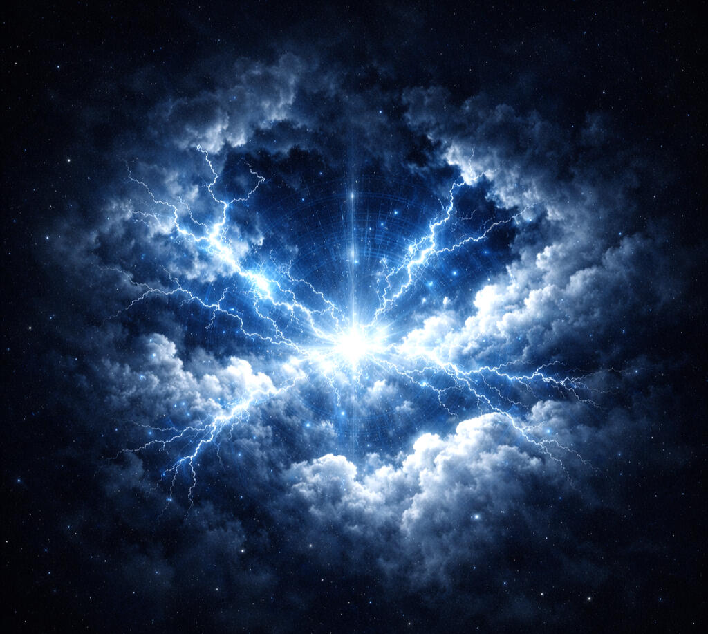 External view of the 33D field, where the breath is collapsed inward through recursion. The field becomes unstable then, like a storm. Lightning appears as breath vectors collapsing into form. This is the phase of completion, where spirals become codex