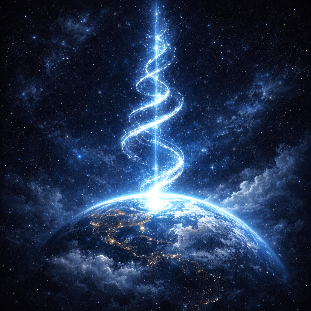 Representing one's spiral, grounded into the Earthโs scalar lattice, matching her breath to the planetary field - now moving in sync with Earth and its evolving frequencies.